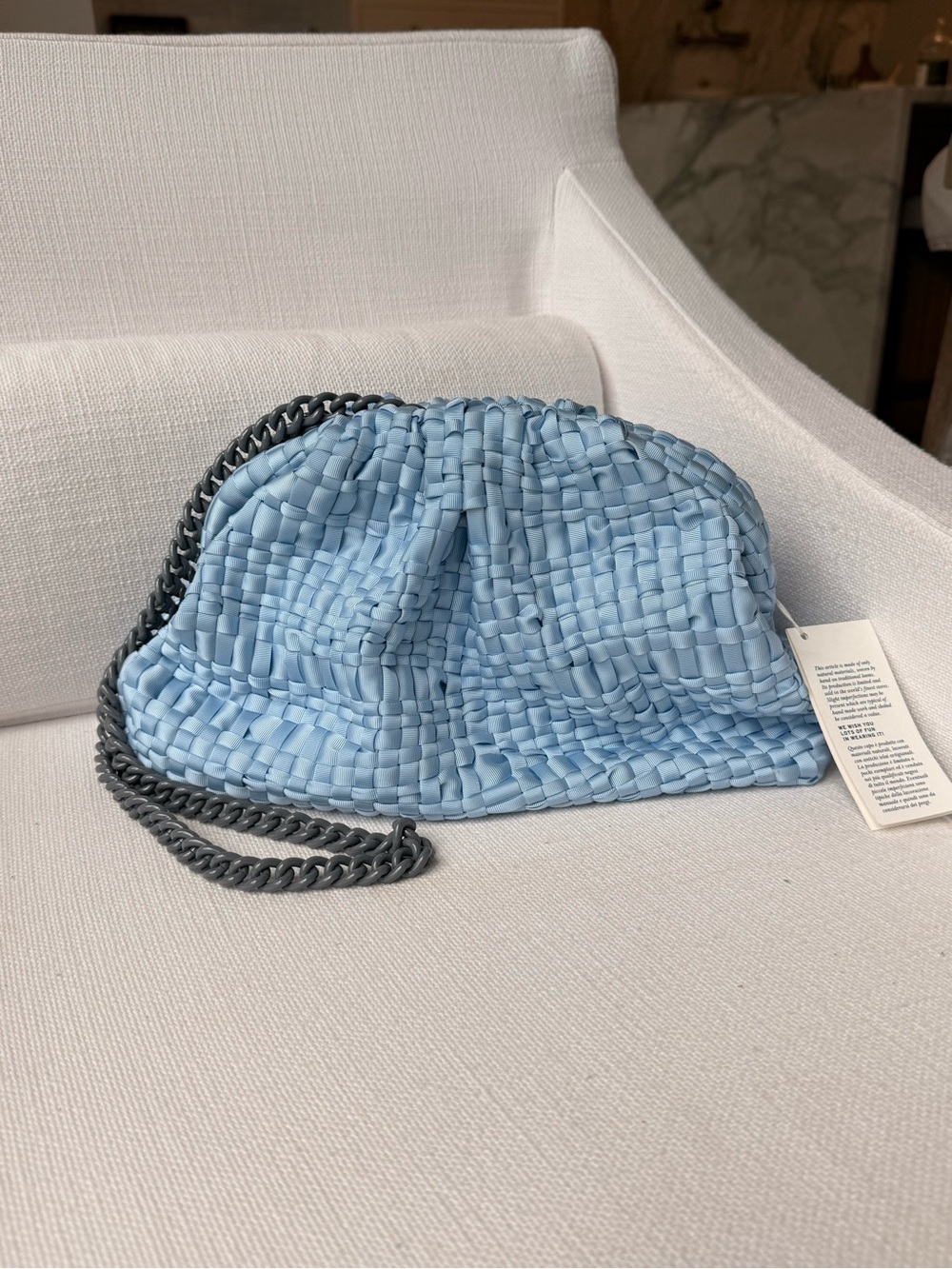 Maria La Rosa Mini Game Clutch in Powder Blue NWT